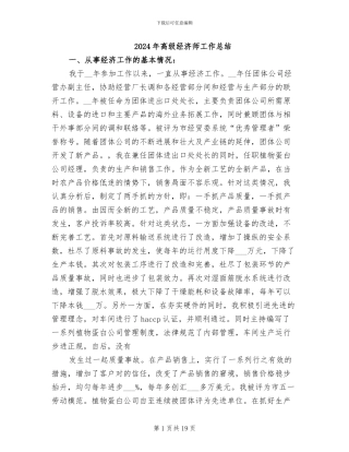 2024年高级经济师工作总结