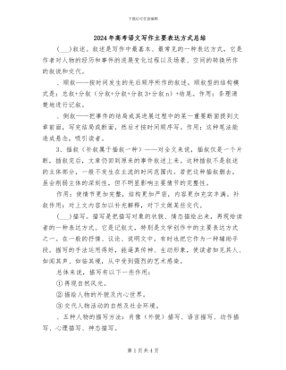 2024年高考语文写作主要表达方式总结