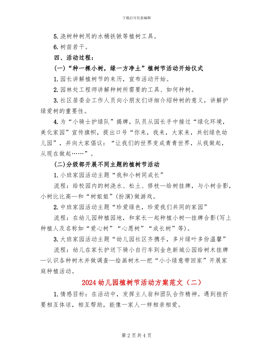 2024幼儿园植树节活动方案范文(2篇)_第2页