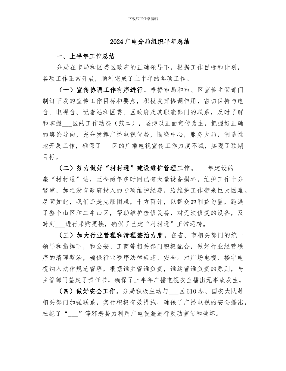 2024广电分局组织半年总结_第1页