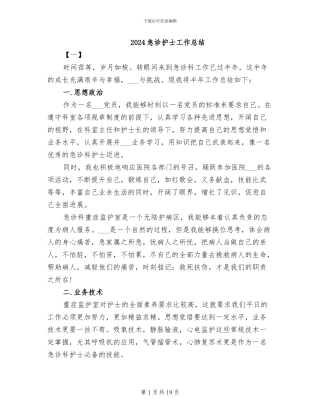 2024急诊护士工作总结