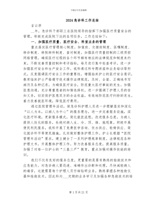 2024急诊科工作总结