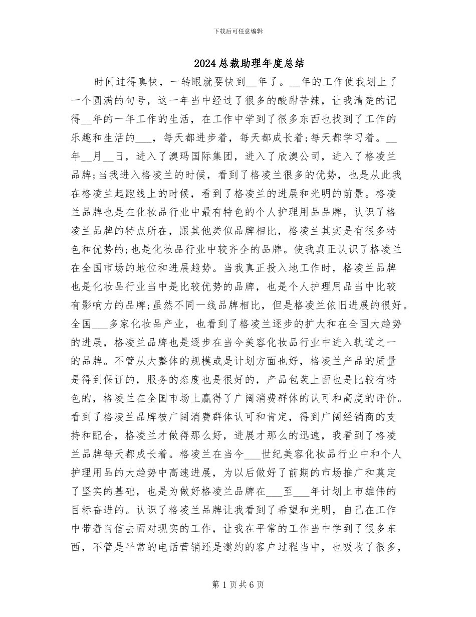 2024总裁助理年度总结_第1页