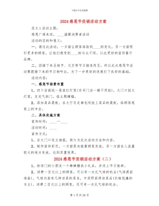 2024感恩节促销活动方案