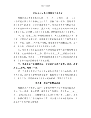 2024执法大队专项整治工作总结