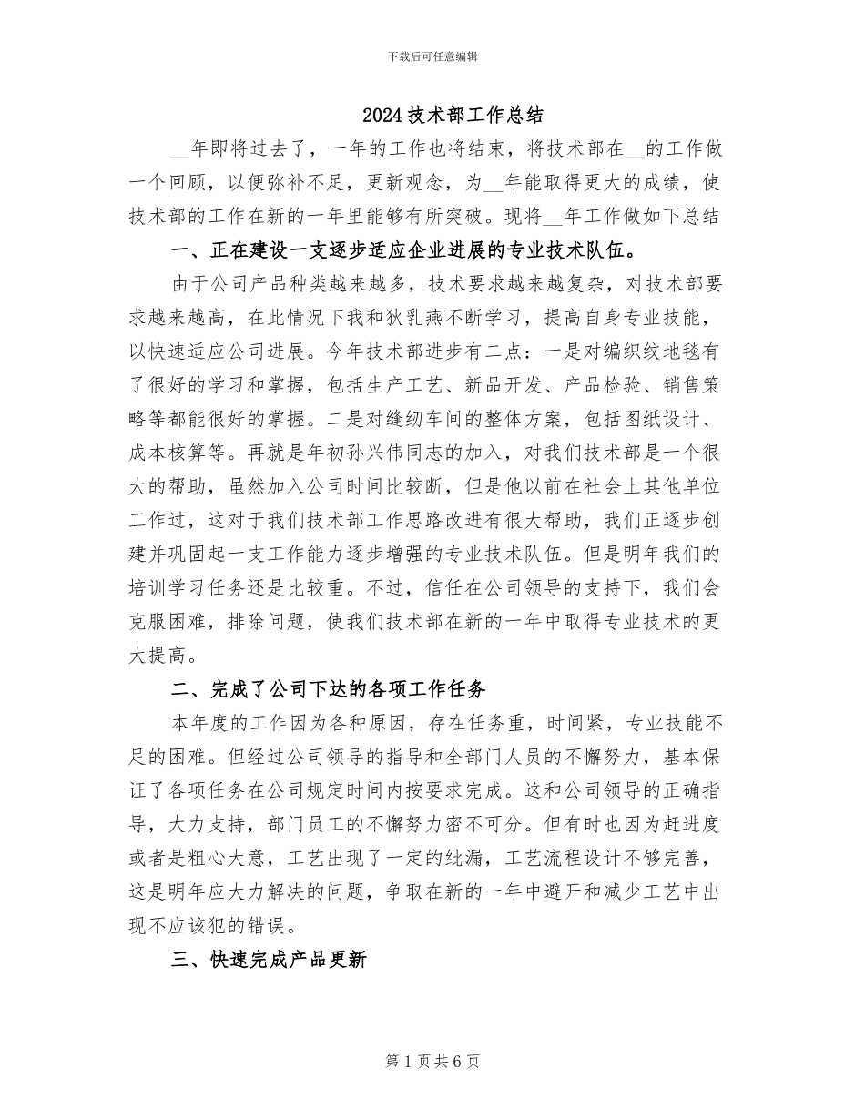 2024技术部工作总结_第1页
