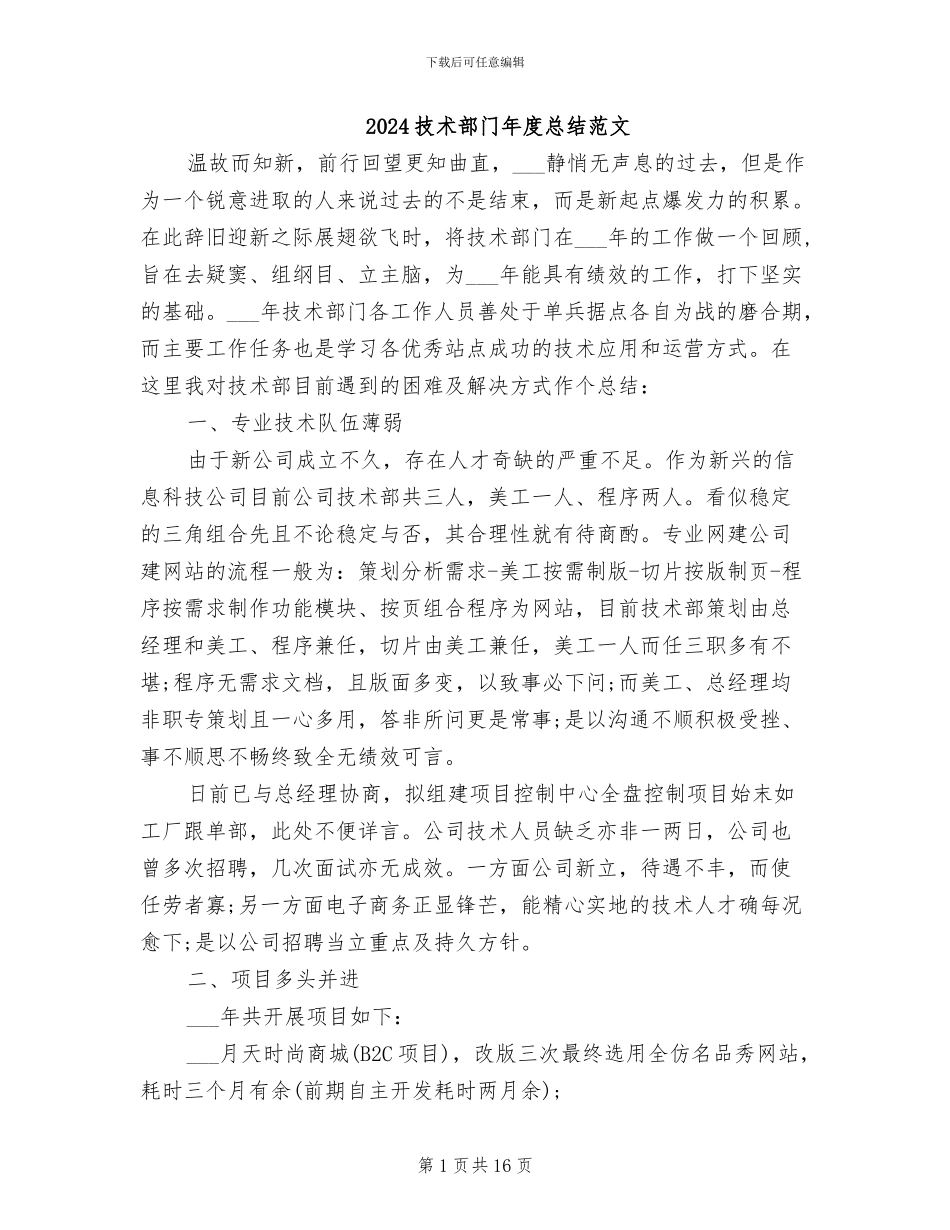 2024技术部门年度总结范文_第1页