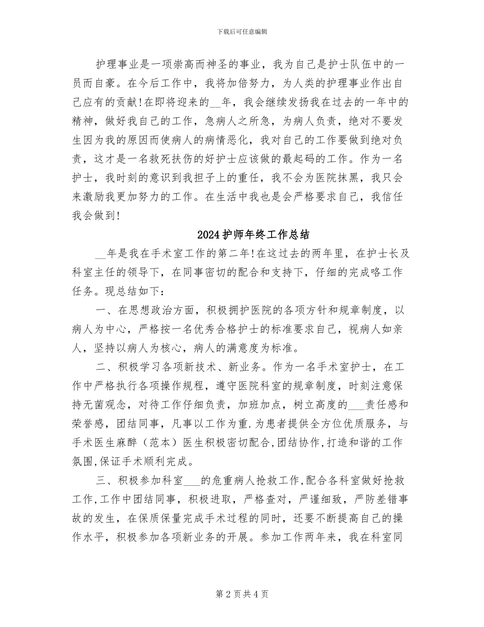 2024护师年终个人总结_第2页