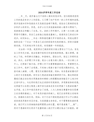 2024护师年度工作总结