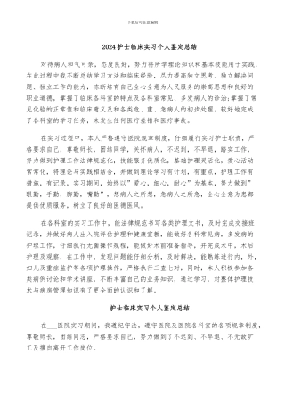 2024护士临床实习个人鉴定总结