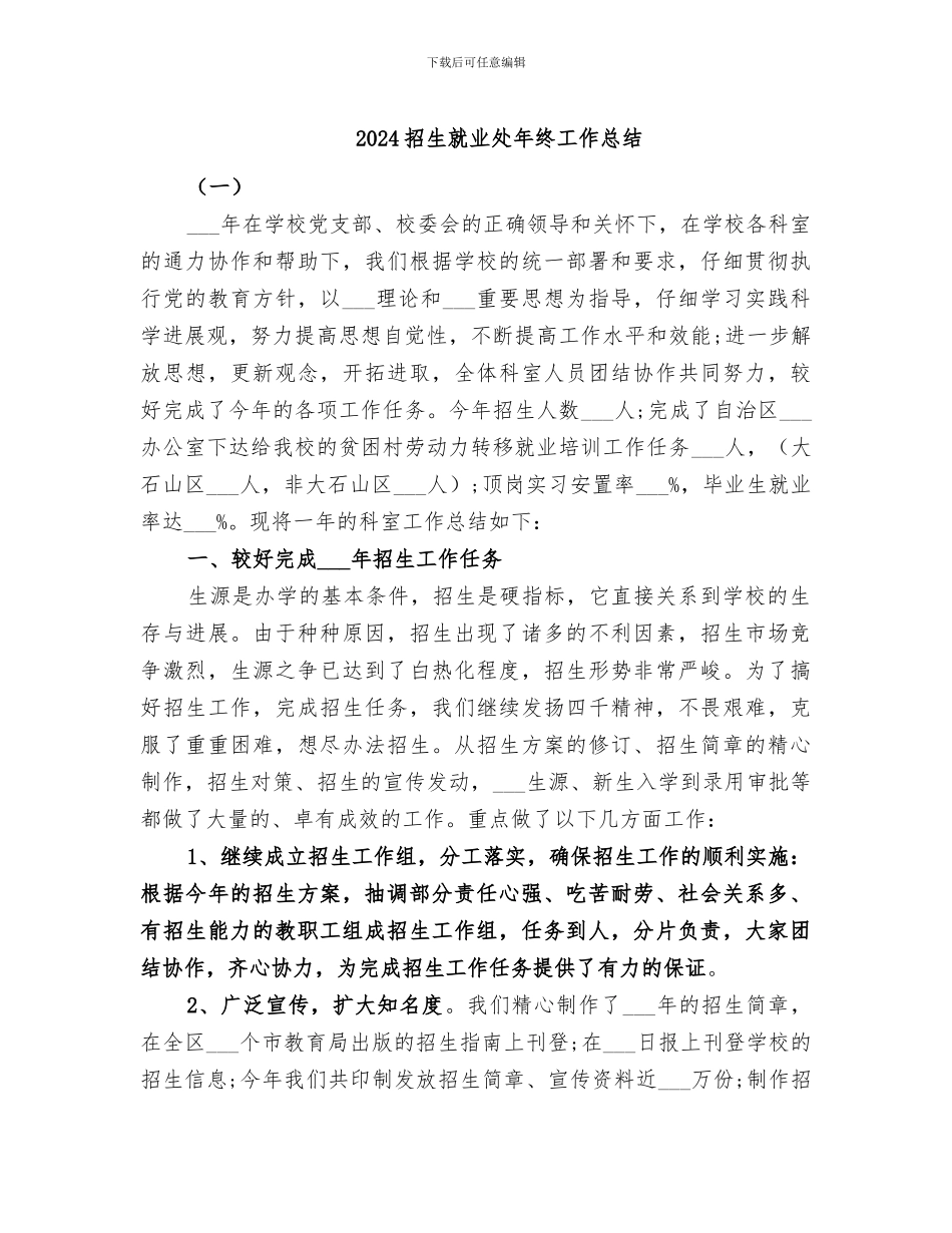 2024招生就业处年终工作总结_第1页