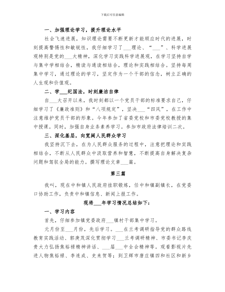 2024挂职副镇长学习工作总结_第3页