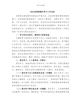 2024挂职副镇长学习工作总结