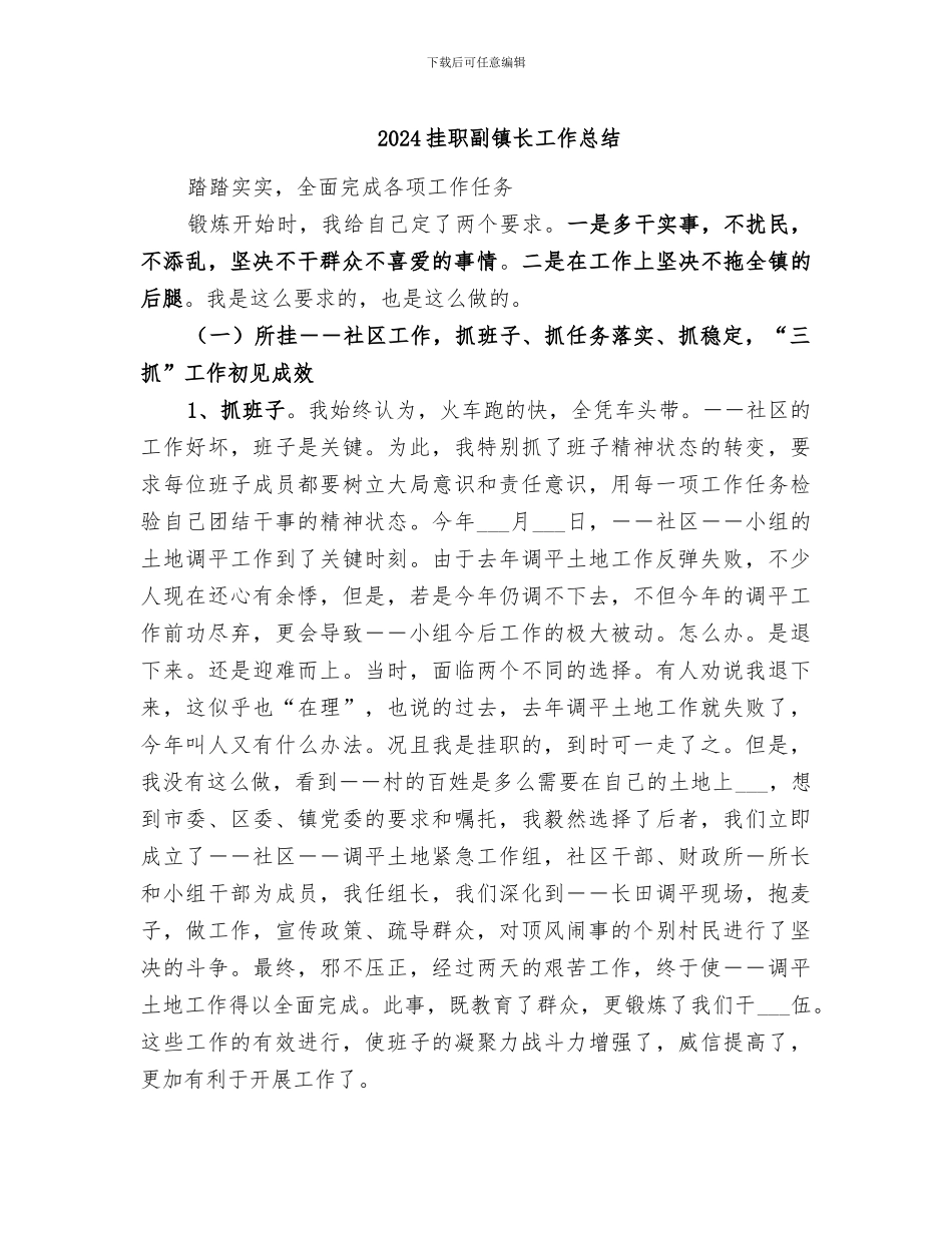 2024挂职副镇长工作总结_第1页