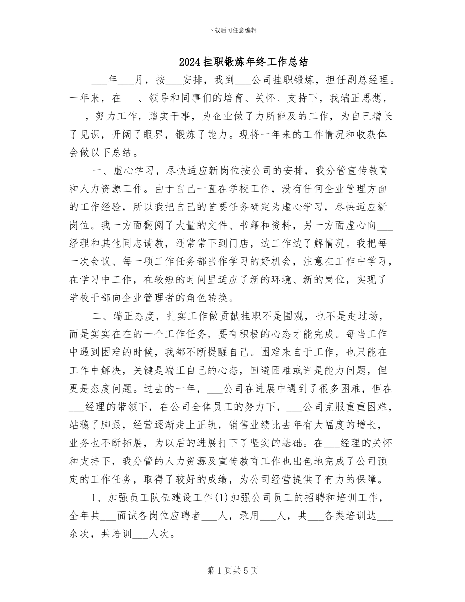 2024挂职锻炼年终工作总结_第1页