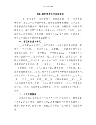 2024挂职锻炼工作总结范本