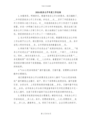 2024政务公开年度工作总结