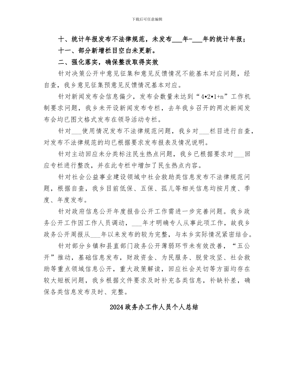 2024政务公开集中整改提升活动落实情况总结_第2页