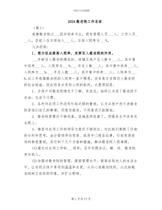 2024敬老院工作总结