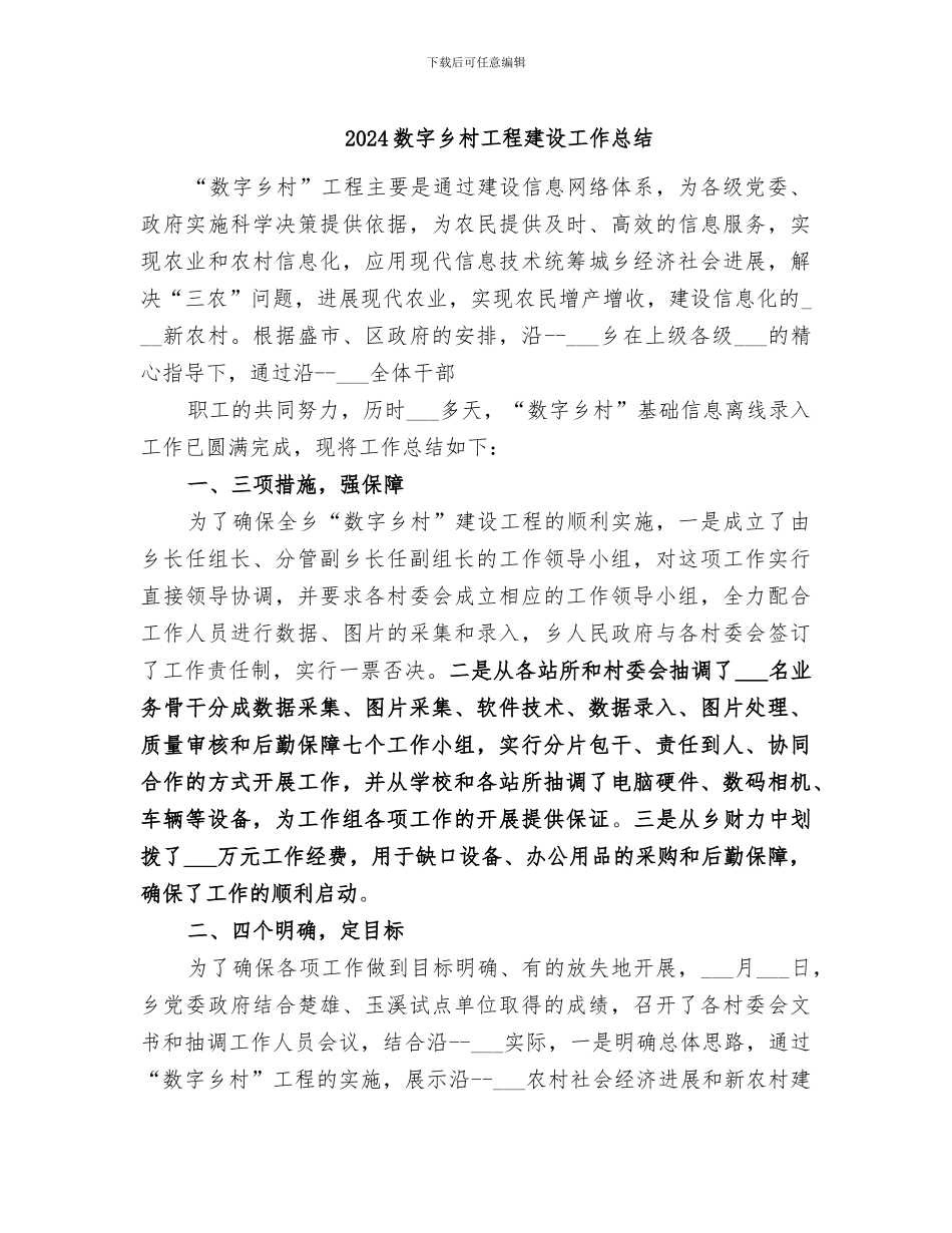 2024数字乡村工程建设工作总结_第1页