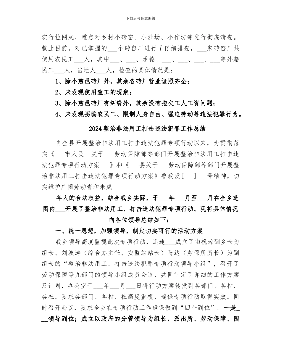 2024整治非法用工总结汇报_第3页