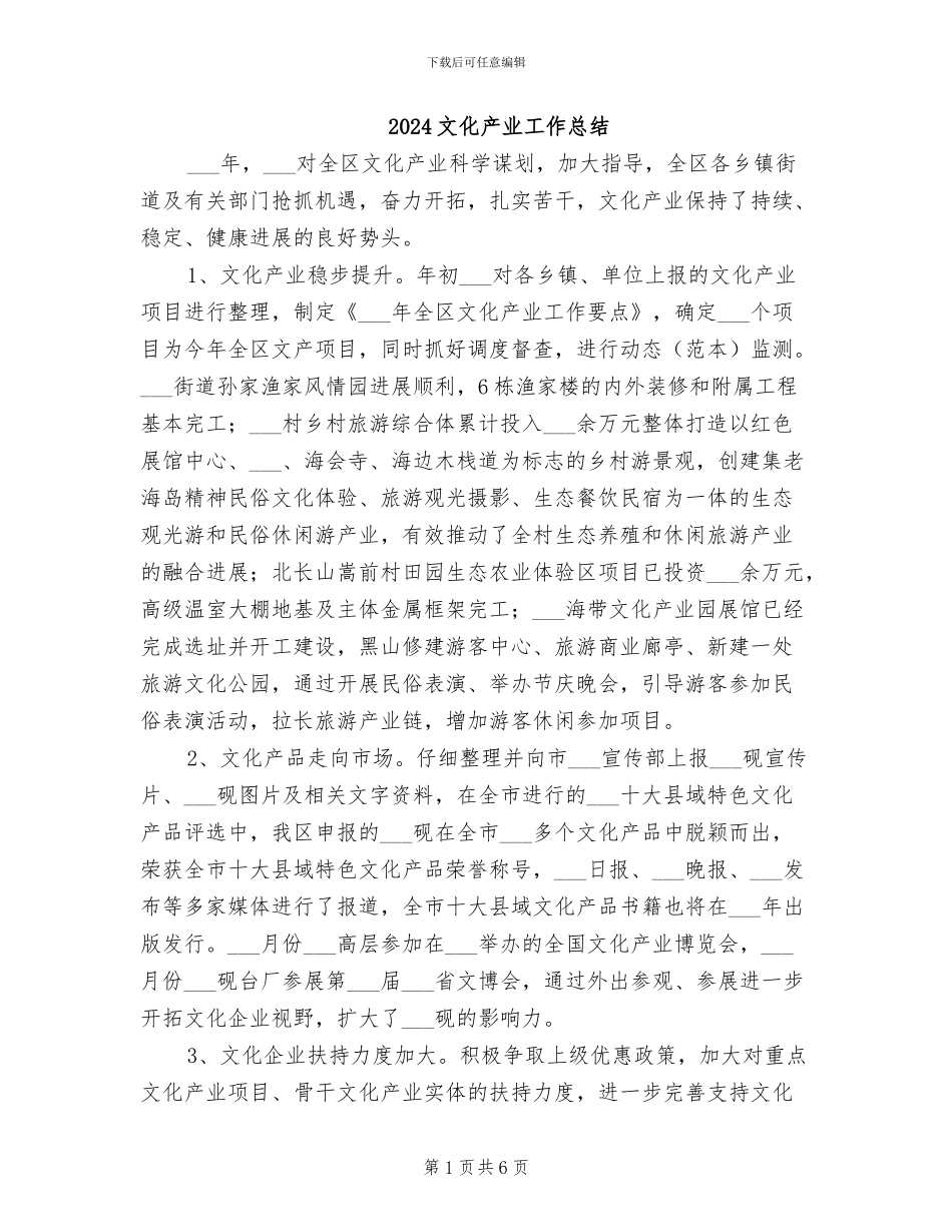2024文化产业工作总结_第1页