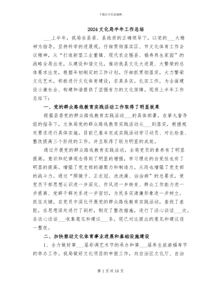 2024文化局半年工作总结