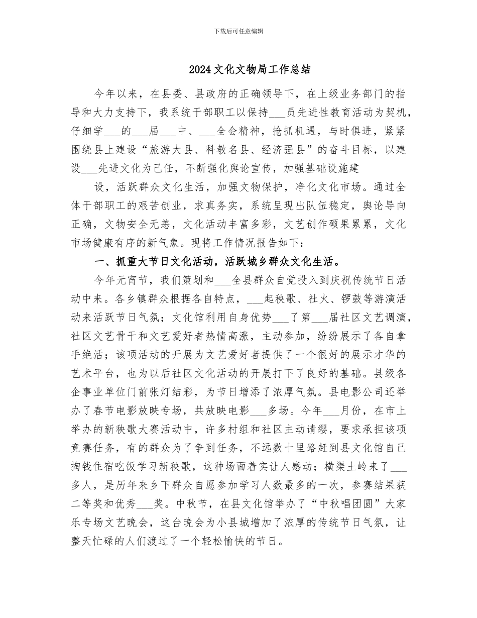 2024文化文物局工作总结_第1页