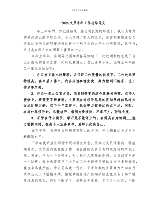2024文员半年工作总结范文
