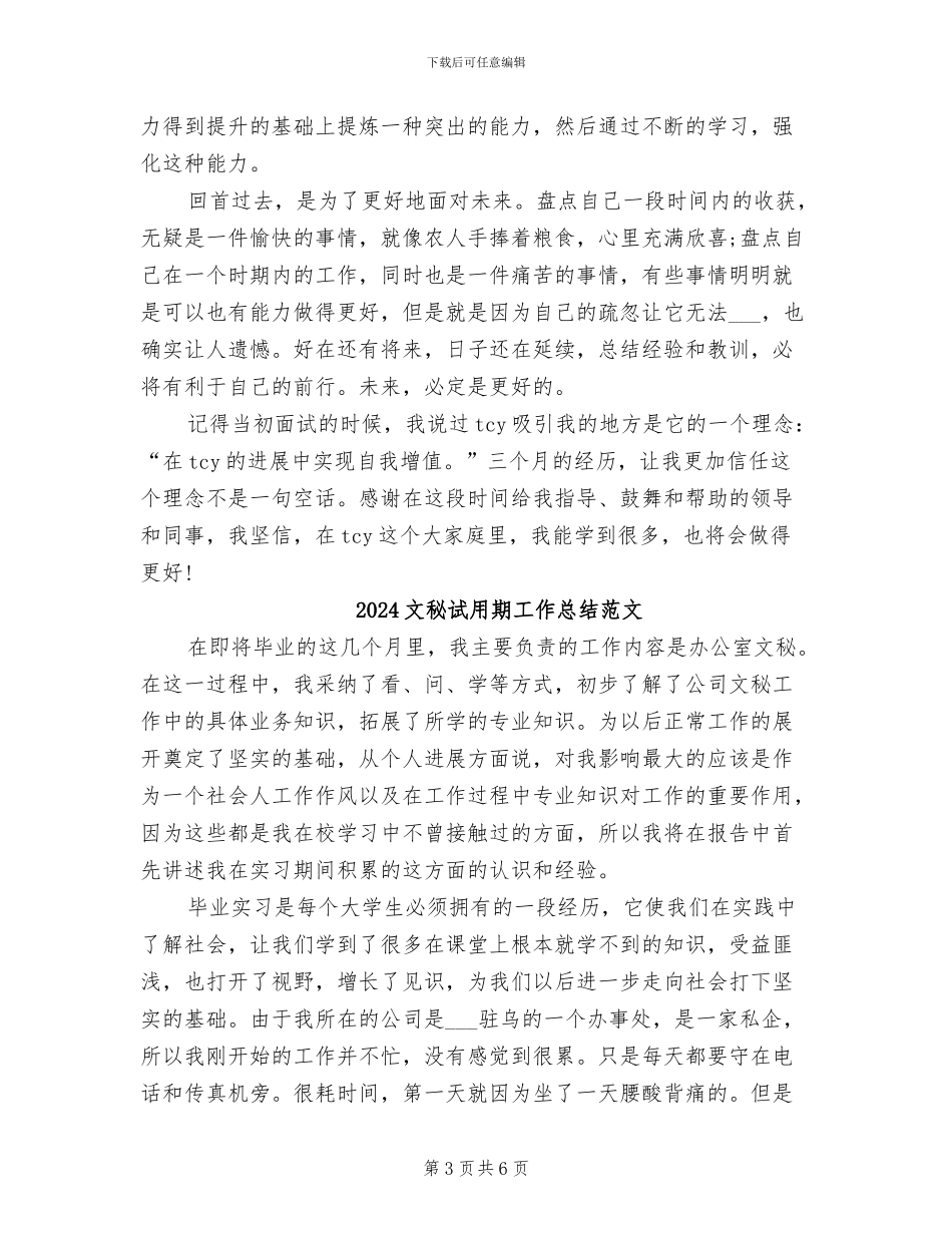 2024文秘试用期工作总结_第3页
