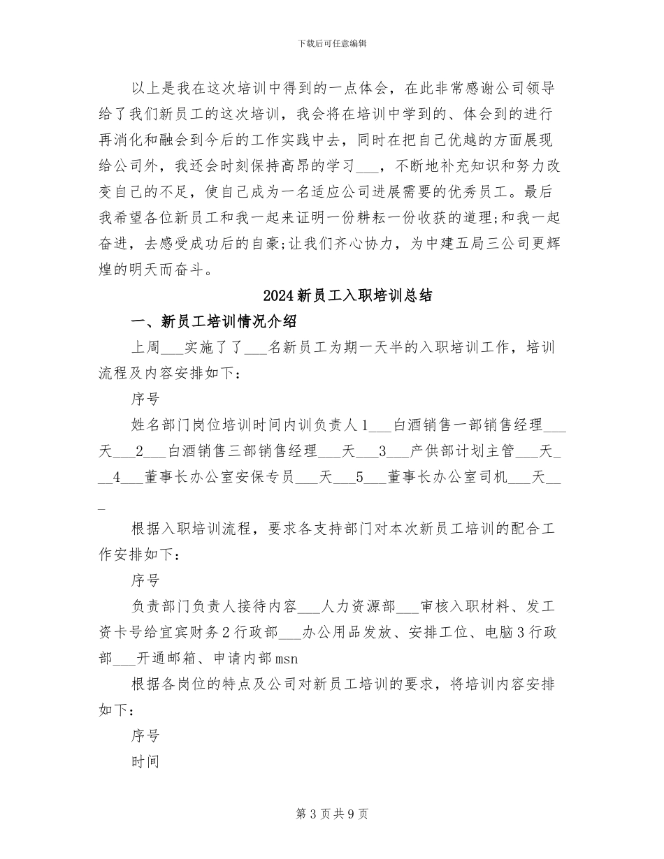 2024新员工入职培训工作总结范文_第3页