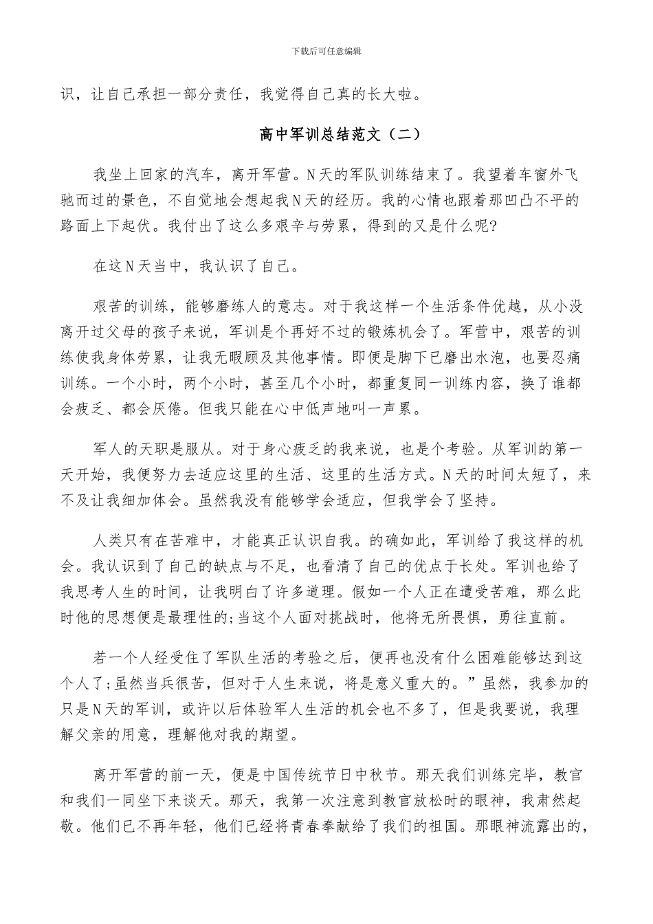 2024新学期高中军训总结范文_第2页
