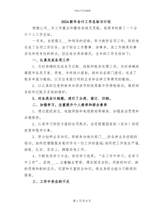 2024新年会计工作总结与计划