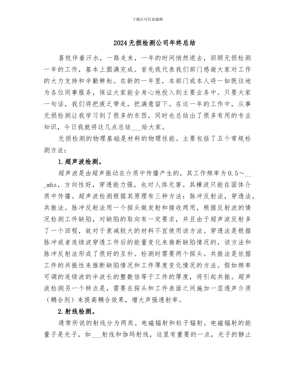 2024无损检测公司年终总结_第1页