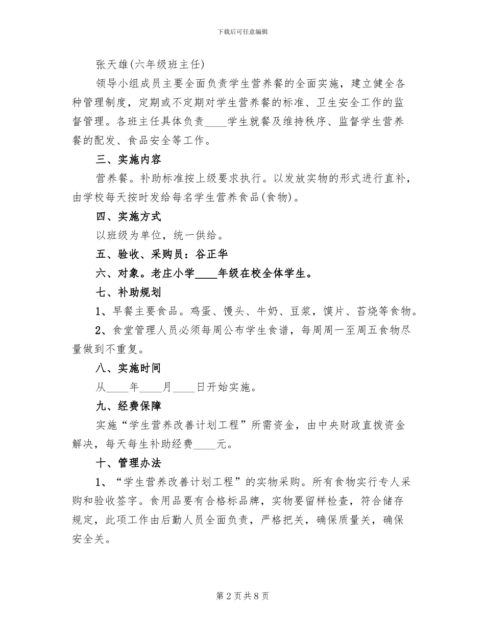 2024春季小学营养餐实施方案范文_第2页