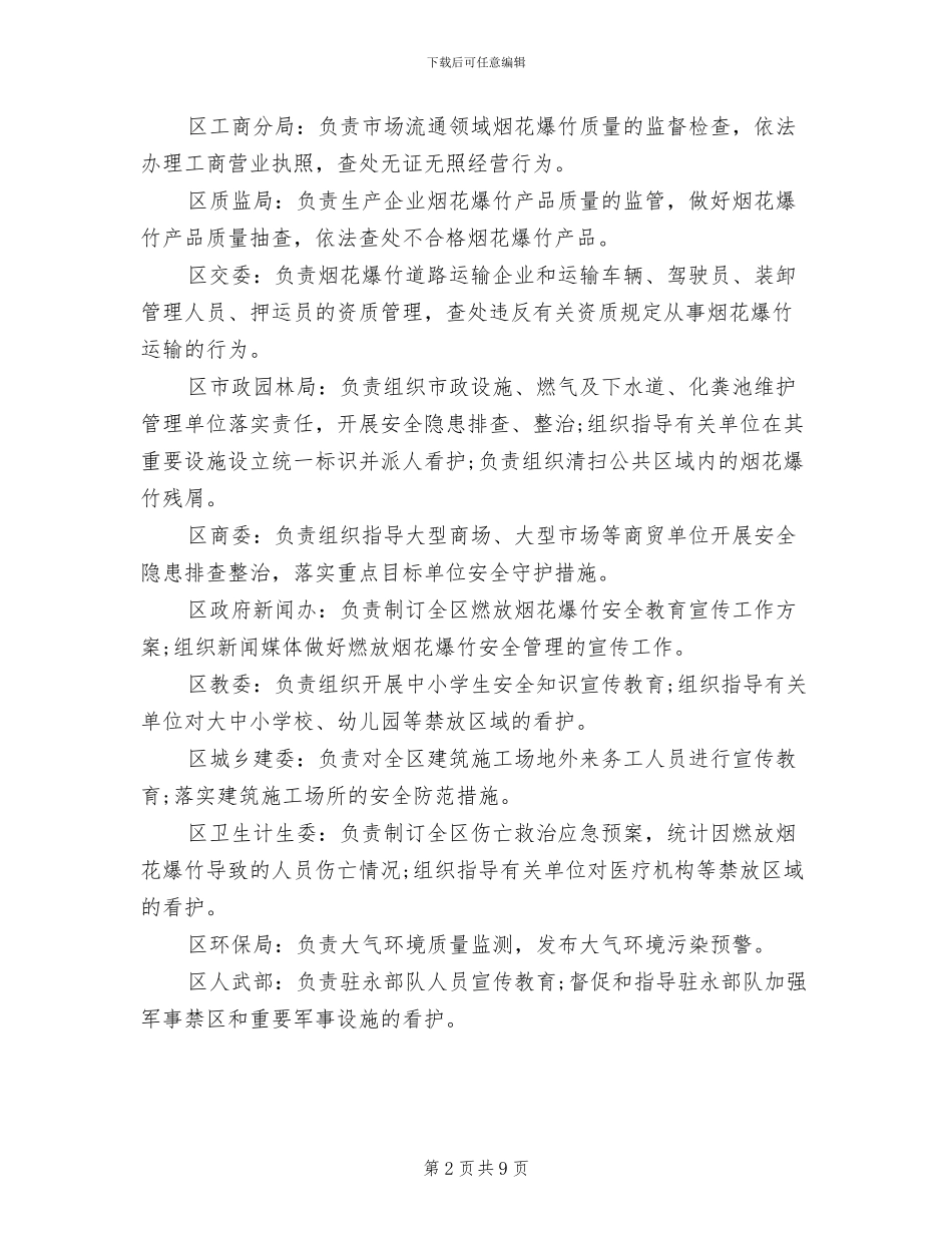 2024春节燃放烟花爆竹安全管理工作方案_第2页