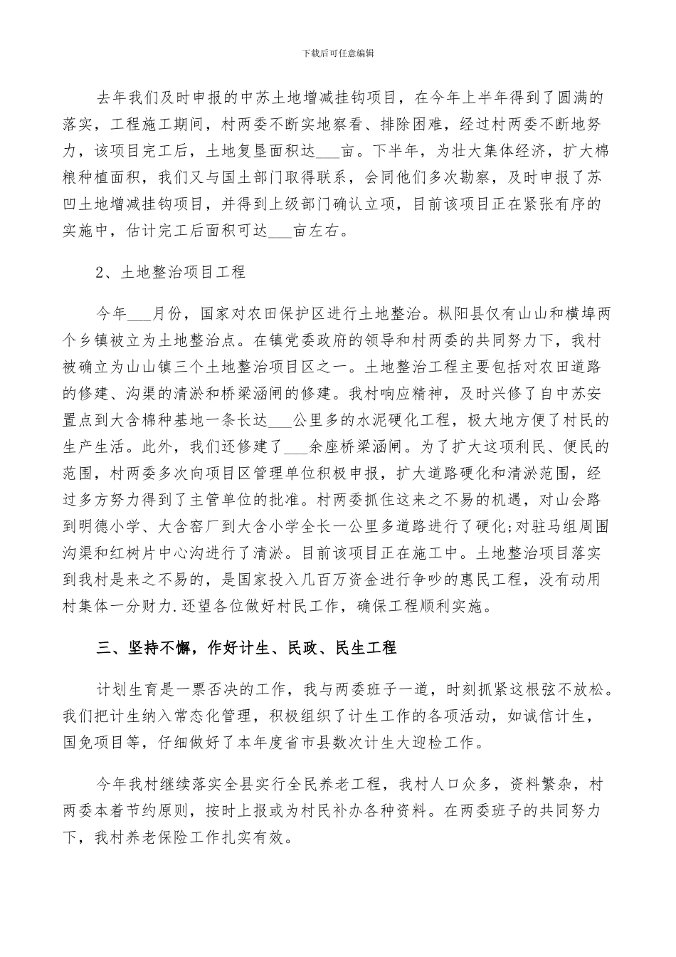 2024村两委班子工作总结_第3页