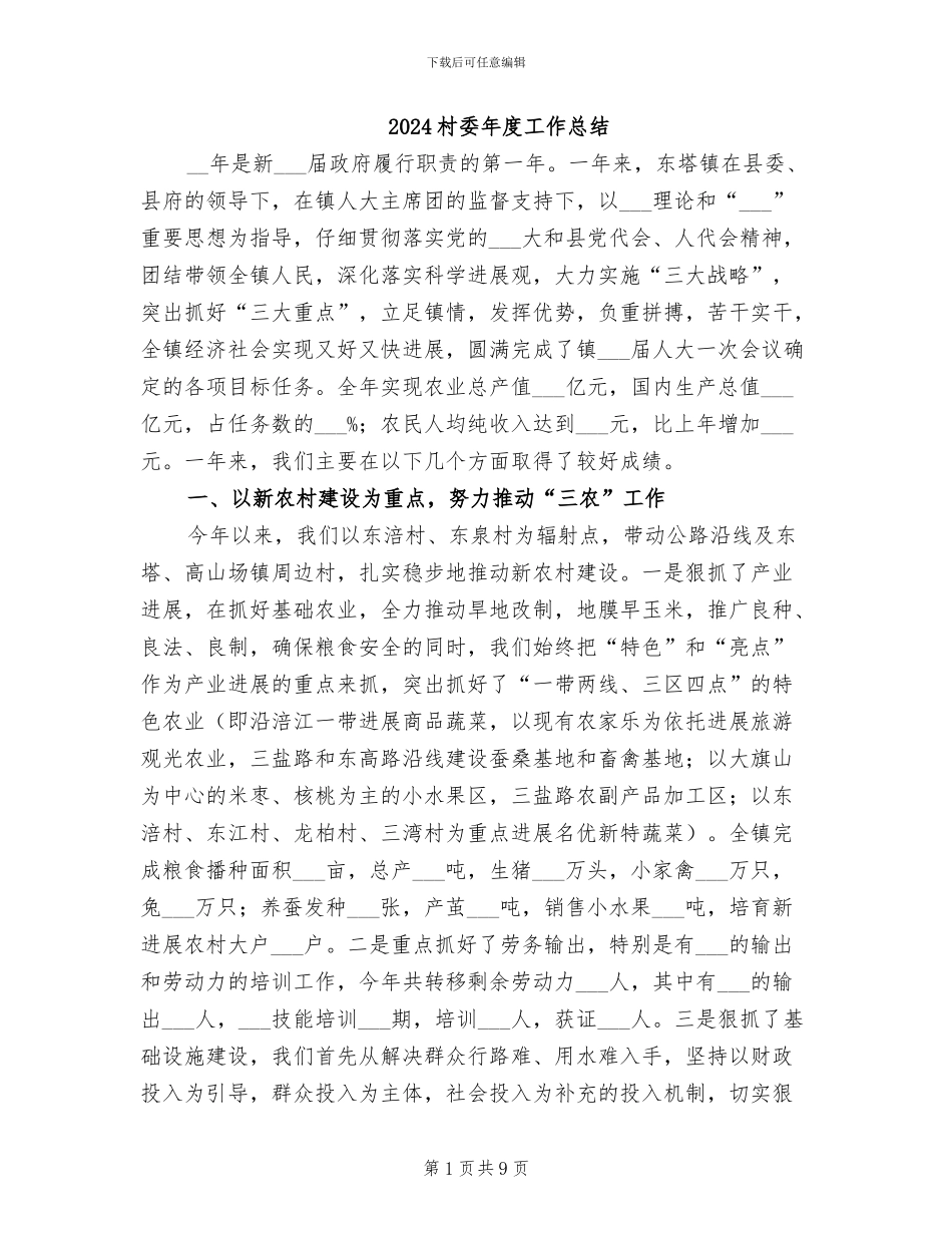 2024村委年度工作总结_第1页