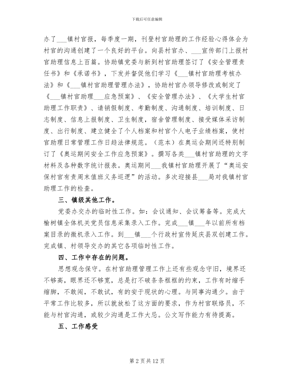2024村官助理工作总结_第2页