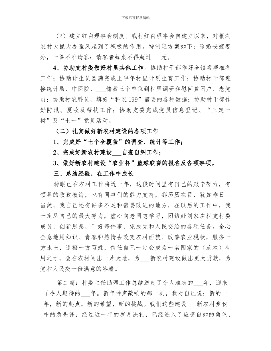 2024村委主任助理工作总结_第2页