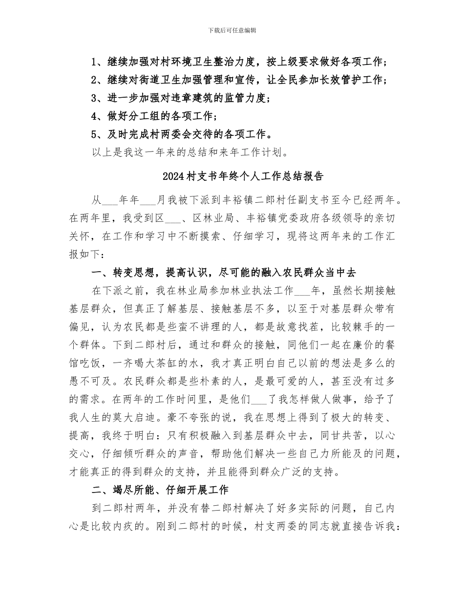 2024村支书年度个人的工作总结_第2页