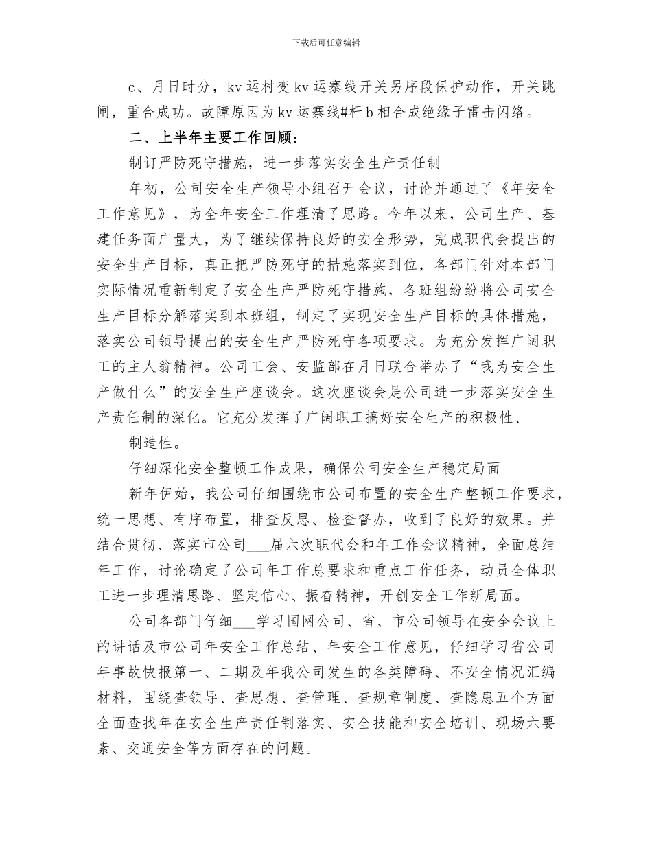 2024某年上半年电力安全工作总结_第2页