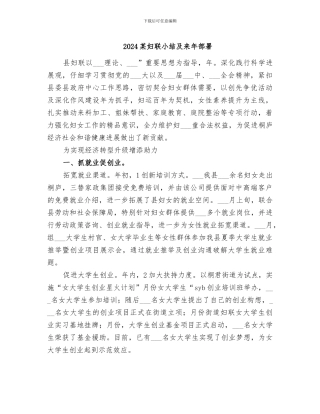 2024某妇联小结及来年部署