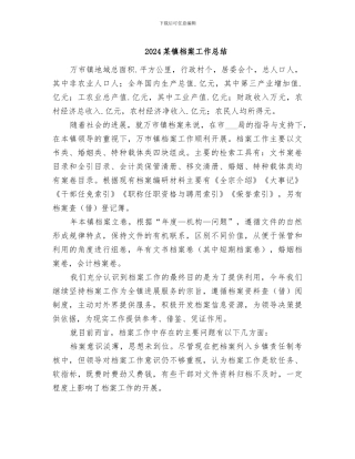 2024某镇档案工作总结