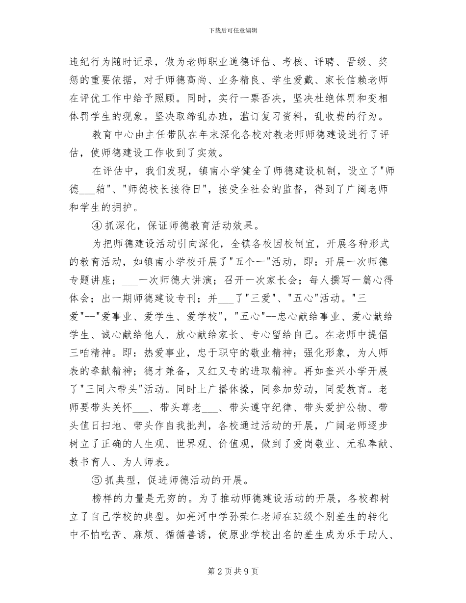 2024某镇师德建设工作总结_第2页