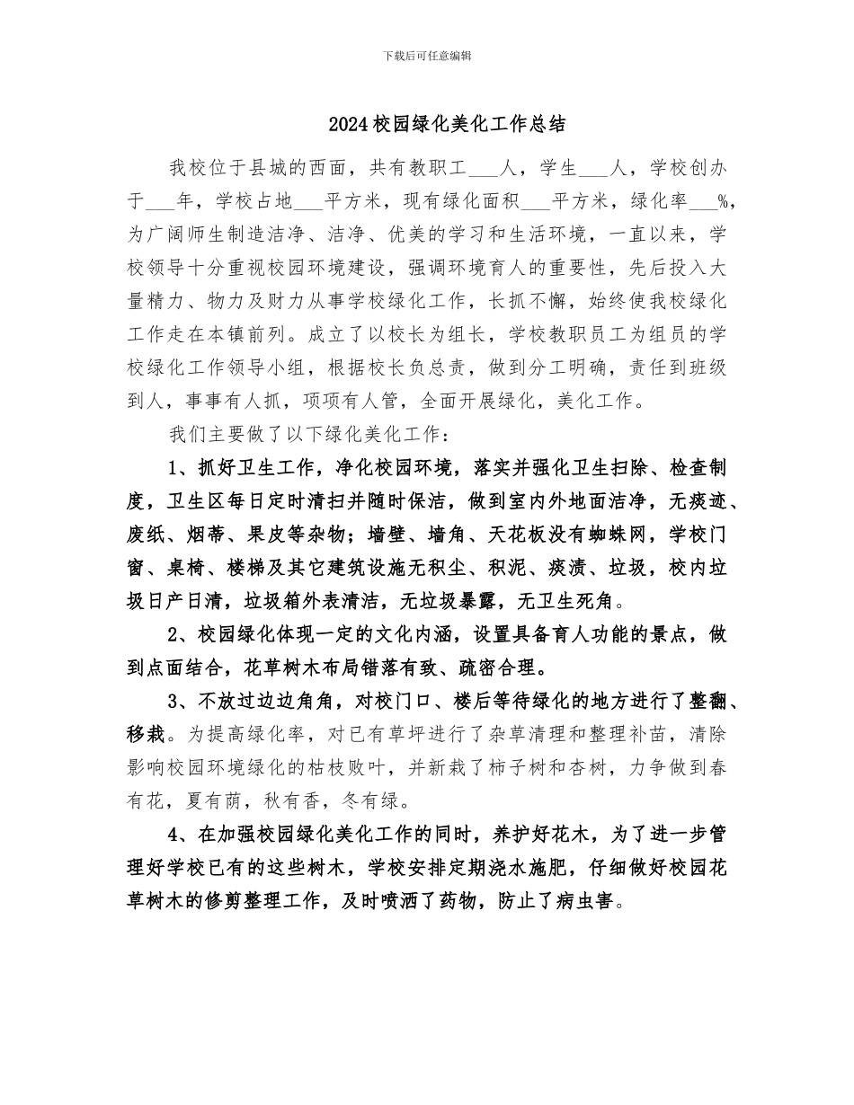 2024校园绿化美化工作总结_第1页