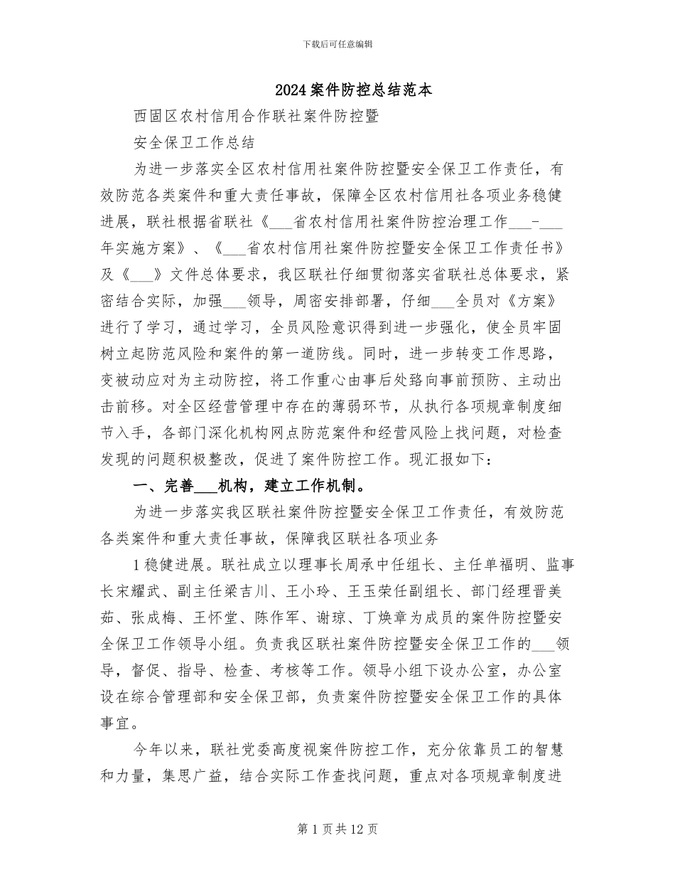 2024案件防控总结范本_第1页