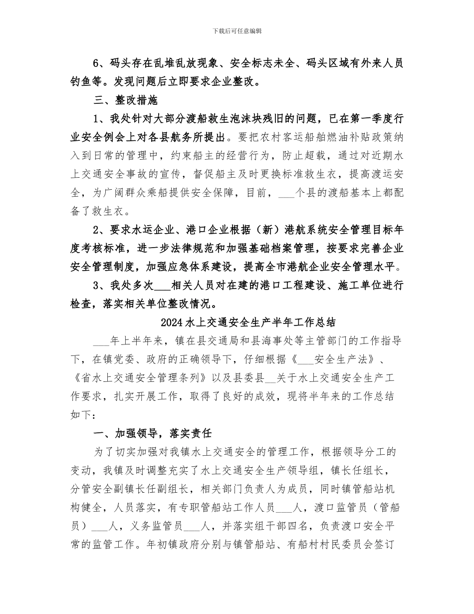 2024水上交通安全生产专项整治工作总结_第3页