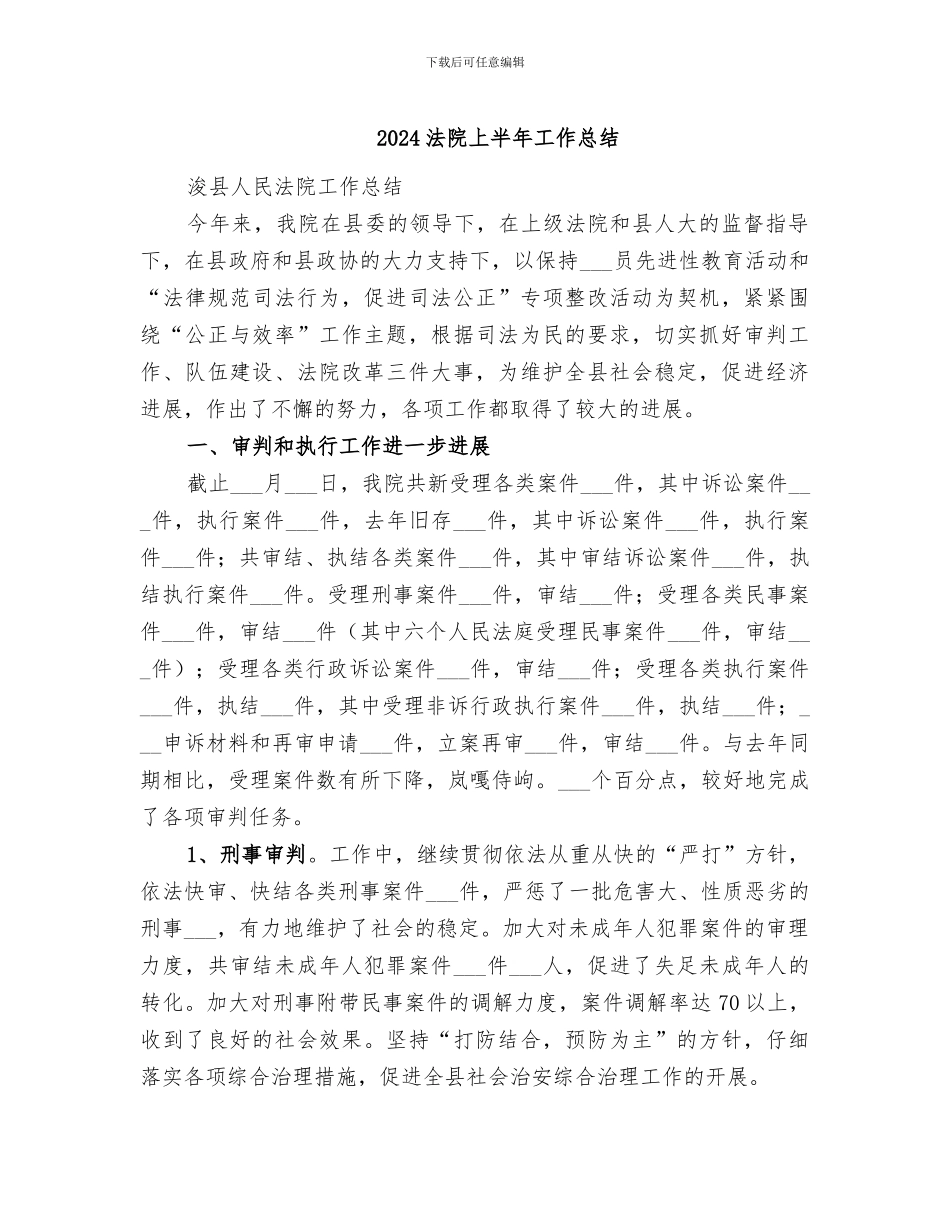 2024法院上半年工作总结_第1页