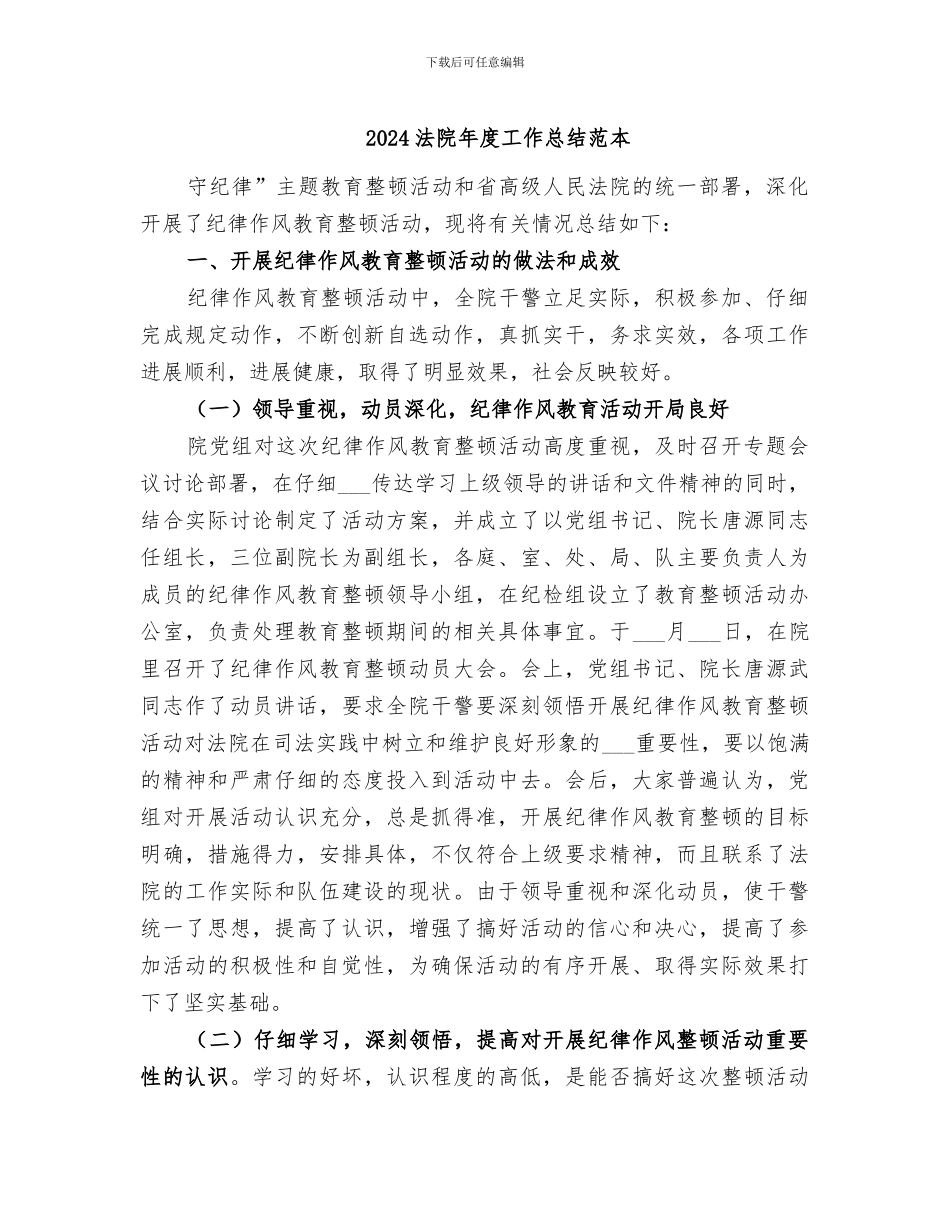 2024法院年度工作总结范本_第1页